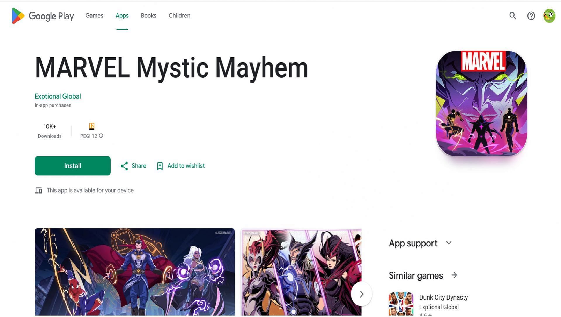 The "Install" button means the game has already arrived in your region (Image via Google Play Store)